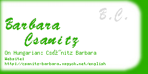 barbara csanitz business card